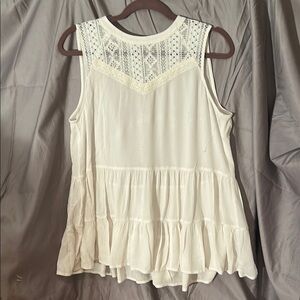 Maurices Cream Sleeveless Tiered Blouse